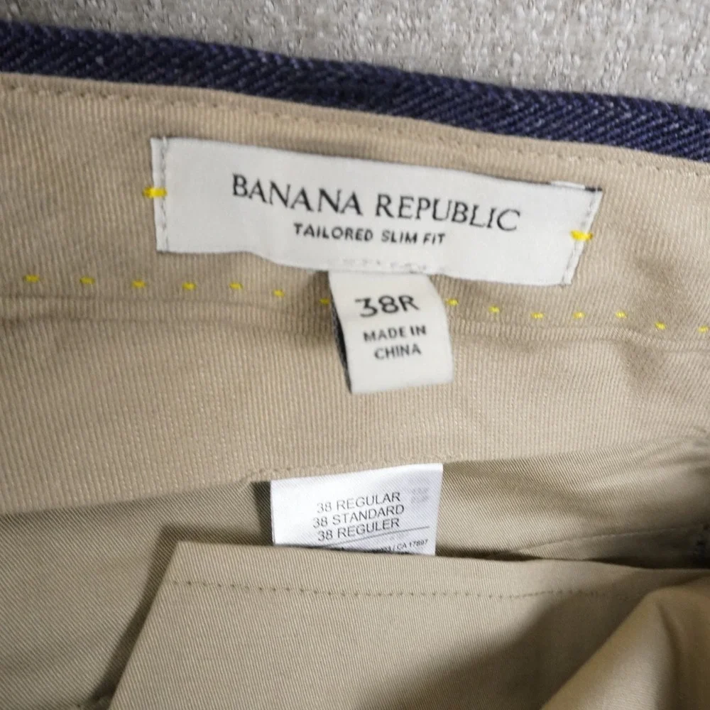 Banana Republic Pants Mens 38R Blue Wool Linen Tailored Slim Fit Trousers 38x32